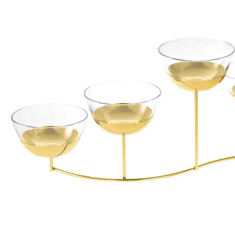 Designer Golden Plated Stainless Steel Fano Appetizer Holder Designer Golden Plated Stainless Steel Fano Appetizer Holder