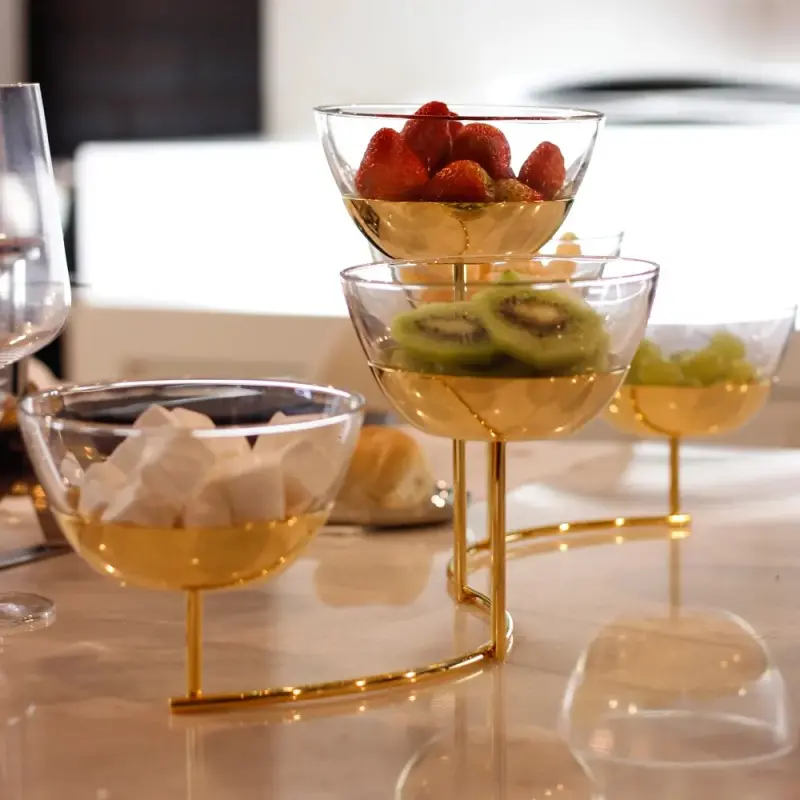 Designer Golden Plated Stainless Steel Fano Appetizer Holder Designer Golden Plated Stainless Steel Fano Appetizer Holder