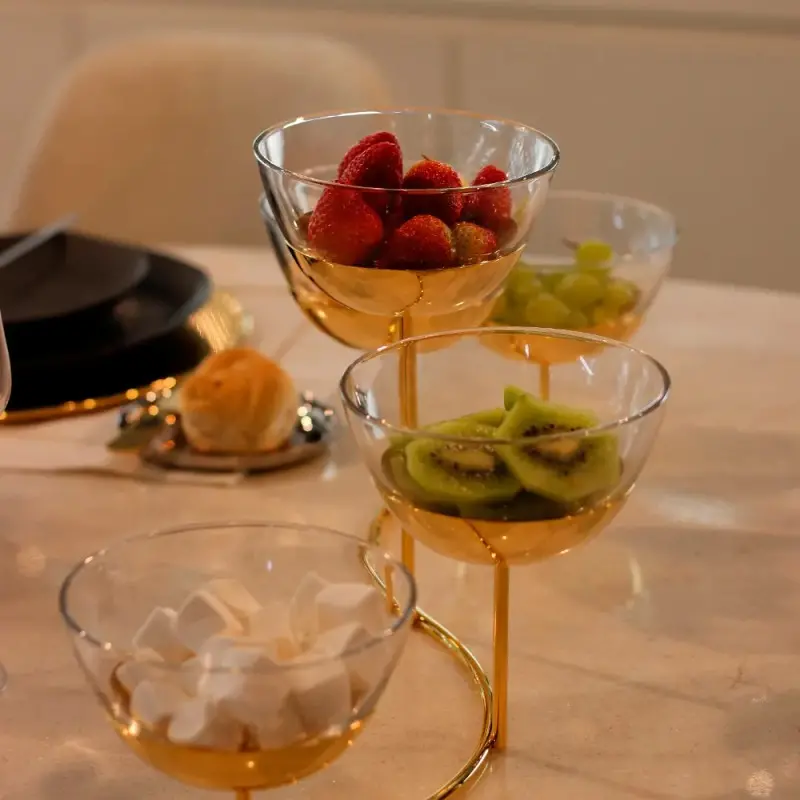 Designer Golden Plated Stainless Steel Fano Appetizer Holder Designer Golden Plated Stainless Steel Fano Appetizer Holder
