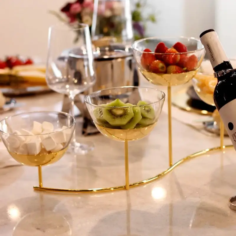 Designer Golden Plated Stainless Steel Fano Appetizer Holder Designer Golden Plated Stainless Steel Fano Appetizer Holder