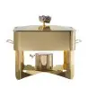 Designer Golden Plated Stainless Steel Riad Medium Double Boiler Rechaud with Stone 1 Porcelain 4L