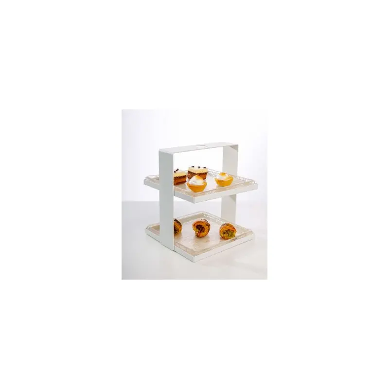 My Glass Studio 2 Tier Cake Stand, Cream - 19.0 x 19.0 x 21.0 cm