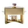 Designer Golden Plated Stainless Steel Riad Medium Double Boiler Rechaud with Stone 1 Porcelain 5.5L