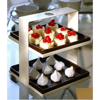 My Glass Studio 2 Tier Cake Stand, Gold - 19.0 x 19.0 x 21.0 cm
