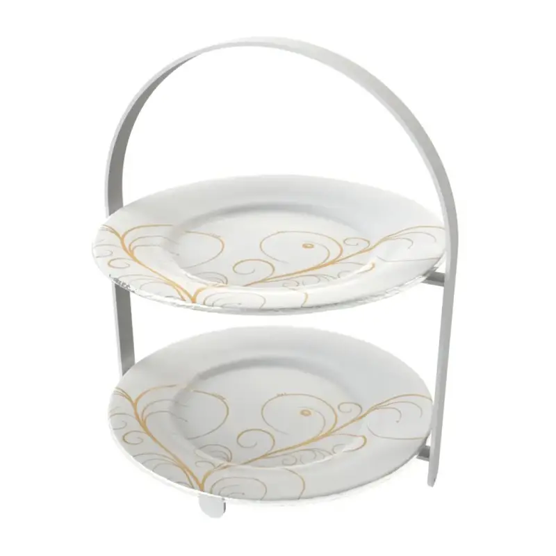 My Glass Studio 2 Tier Cake Stand, White - 27.0 x 25.5 x 32 cm