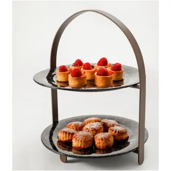 My Glass Studio 2 Tier Cake Stand, White - 27.0 x 25.5 x 32 cm