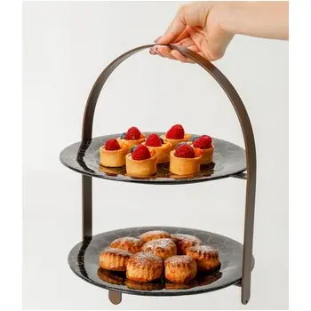 My Glass Studio 2 Tier Cake Stand, White - 27.0 x 25.5 x 32 cm