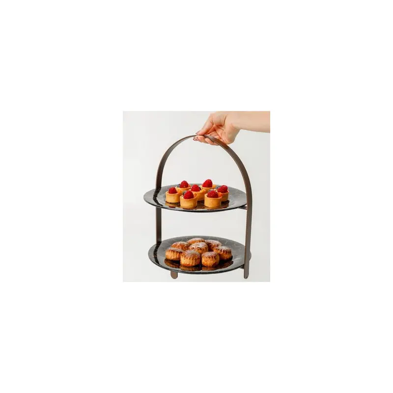 My Glass Studio 2 Tier Cake Stand, Cream - 27.0 x 25.5 x 32 cm - MyGlassStudio