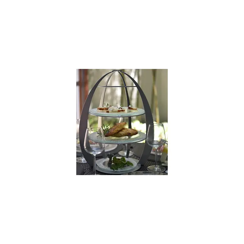 My Glass Studio Tea Stand, Black - Set of 3 - Dia: 32 cm, H: 41 cm