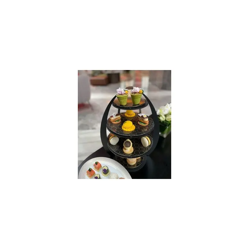 My Glass Studio Tea Stand, Black - Set of 3 - Dia: 32 cm, H: 41 cm