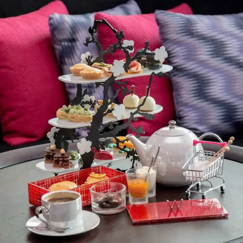 My Glass Studio Tea Stand, Black - Set of 2 - 38.2 x 14.5 x 37 cm