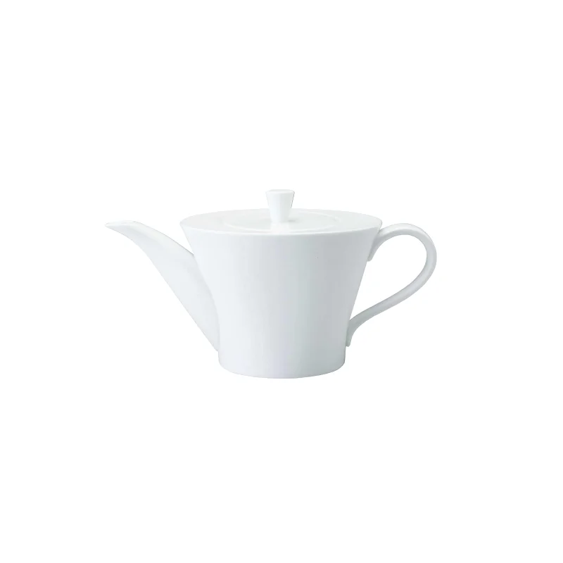 Narumi Flat Rim Collection White Tea Pot With Cover 950cc - Set of 6
