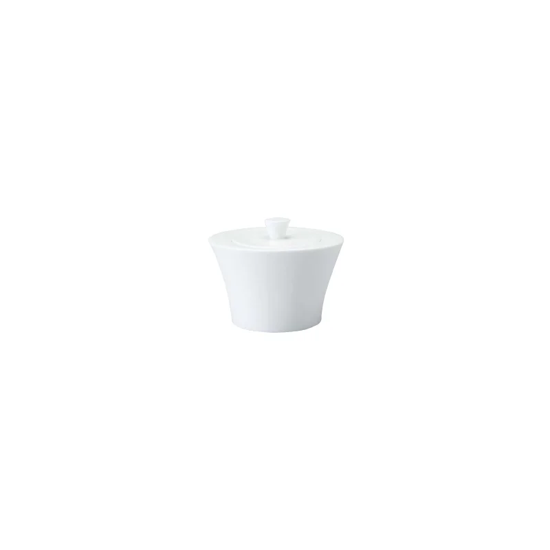 Narumi Flat Rim Collection White Sugar Bowl With Cover 250cc - Set of 12