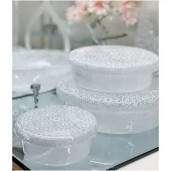 My Glass Studio Bento Box, White - Set of 4 - Dia: 15 cm, H: 4 cm