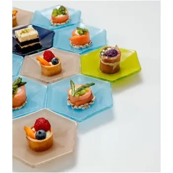 My Glass Studio Tasting Plate, Tan - Set of 24 - Dia: 12 cm, H: 2 cm