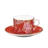 Narumi Flat Rim Collection Queen's Garden Red Tea/Coffee Cup - Set of 24