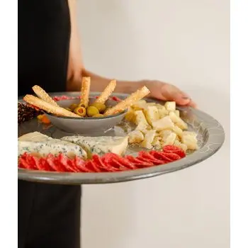 My Glass Studio Appetizer Server, Cream - Set of 6 - Dia: 39 cm, H: 4 cm