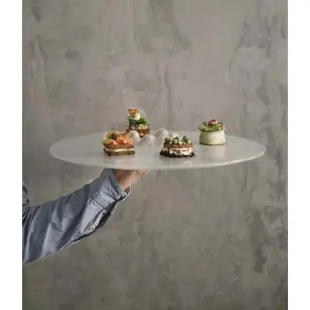 My Glass Studio Canape Tray, Cream - Set of 6 - Dia: 42 cm, H: 4 cm