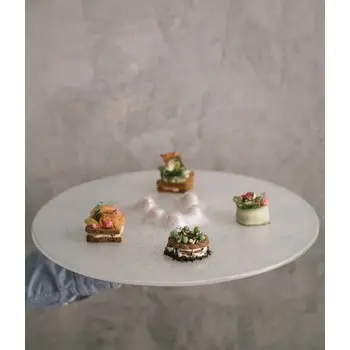 My Glass Studio Canape Tray, Grey - Set of 6 - Dia: 42 cm, H: 4 cm