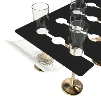 My Glass Studio Canape Tray, Black - Set of 4 - 69.0 x 30.0 x 4 cm