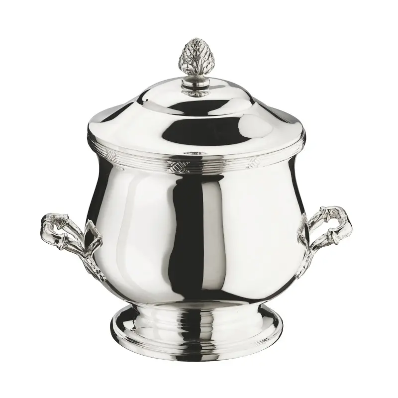 Broggi Rubans Collection Silver Plated Thermal Ice Bucket Rubans With Cover Ø 14 cm H.17 cm
