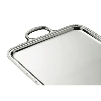 Broggi Rubans Collection Silver Plated Oval Tray Rubans With Handles 50 x 36 cm