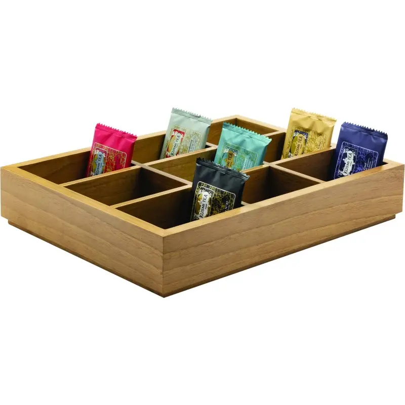 Broggi Collection Walnut Wood Tea-Selection Tray. 9-Compartment cm.32 x 26 H.6 Walnut Wood