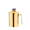 Designer Golden Plated Stainless Steel Coffee Pot with Amethyst Stone 0.6L - Riva
