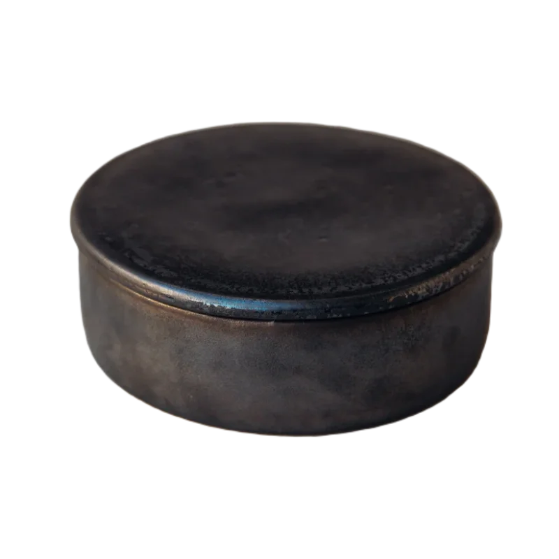 Out of the Blue Lava Bowl Mettalic with lid - Diameter: 6.3" Height: 1.9"