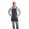 Mercer Culinary Renegade Bib Apron - Black Canvas with Black Leather Straps