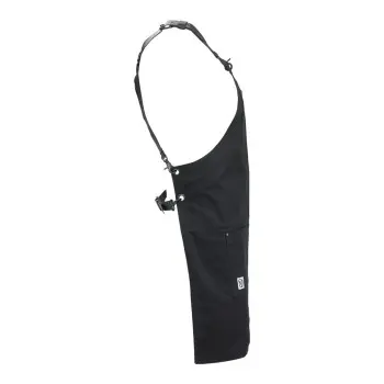 Mercer Culinary Renegade Bib Apron - Black Canvas with Black Leather Straps