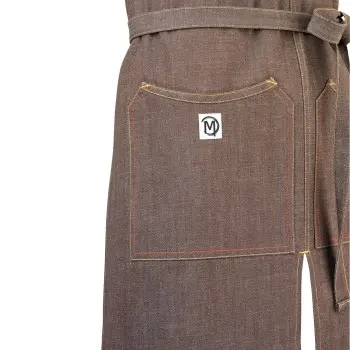 Mercer Culinary Zephyr Bib Apron - Brown Denim