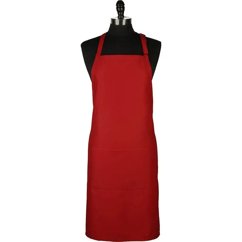 Mercer Culinary Bib Apron with Pocket - Red - 33" x 23" - Mercer Culinary Bib Apron with Pocket - Red - 33" x 23" -