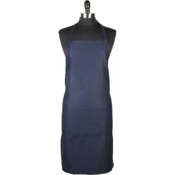 Mercer Culinary Bib Apron with Pocket - Navy Blue - 33" x 23" -
