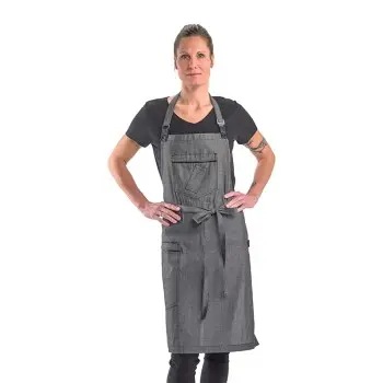 Mercer Culinary Flannery Bib Apron - Black Denim