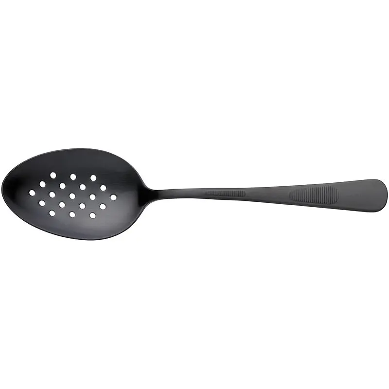 Mercer Culinary Plating Spoon - Perforated Bowl - 9" - Black - Mercer Culinary Plating Spoon - Perforated Bowl - 9" - Black -