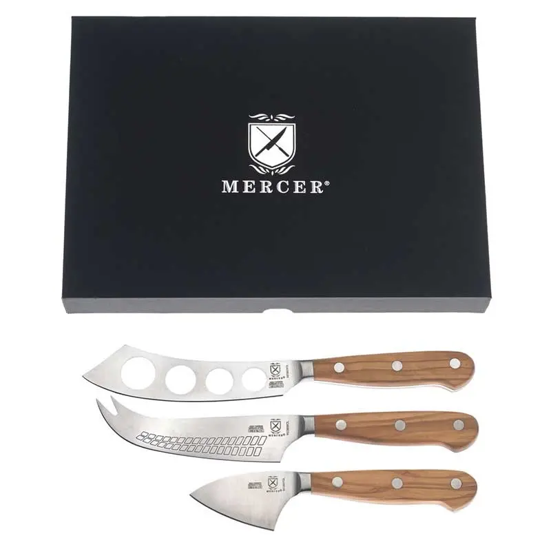 Mercer Culinary 3 - Pc. Cheese Knife Set - Olive Wood Handle - Mercer Culinary 3 - Pc. Cheese Knife Set - Olive Wood Handle -