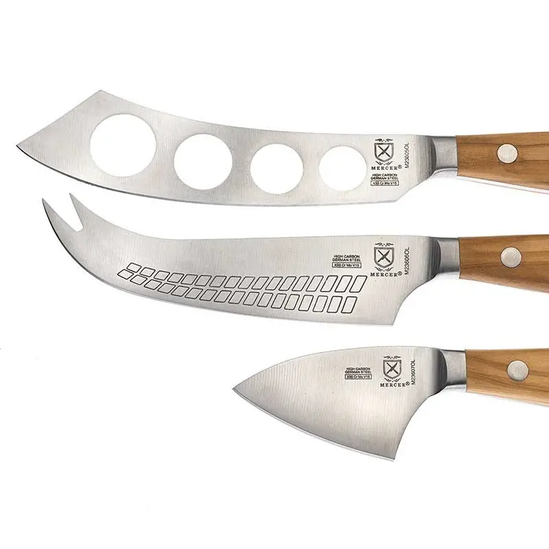 Mercer Culinary 3 - Pc. Cheese Knife Set - Olive Wood Handle - Mercer Culinary 3 - Pc. Cheese Knife Set - Olive Wood Handle -