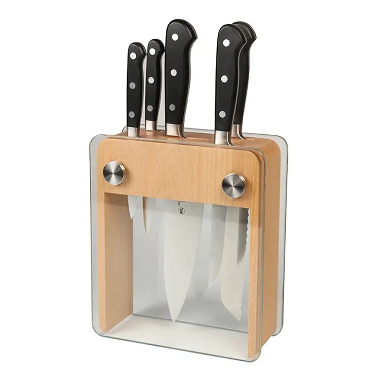 Mercer Culinary 6 - Pc. Knife Block Set - Beech Wood & Glass - Set of 3