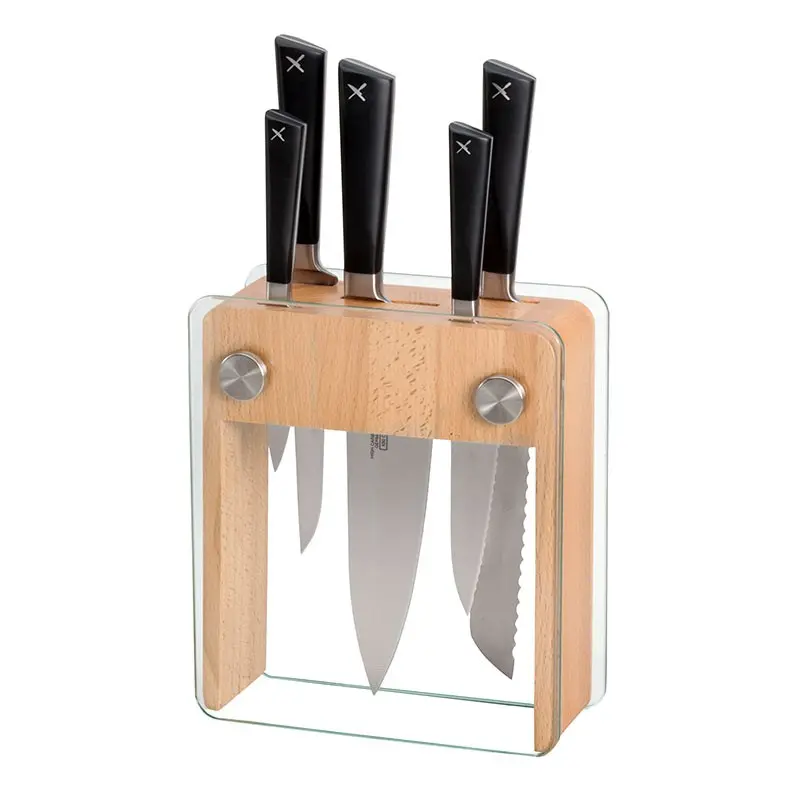 Mercer Culinary 6 - Pc. Knife Block Set - Beech Wood & Glass - Set of 3