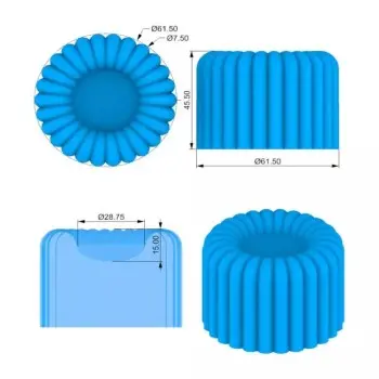 SILMAE Professional Ribbed Cylinder Silicone Pastry Mold - Ø 61 mm x 45 mm – 117 ml - 40 cavity