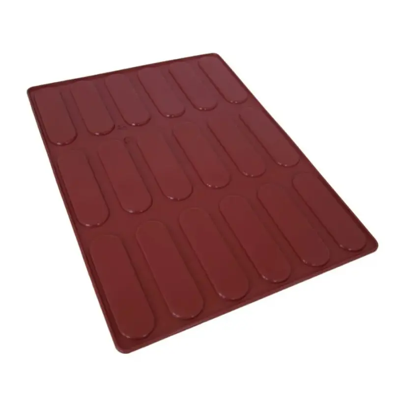 SILMAE Professional Eclair Fondant Topping Silicone Mold - 115 mm x 33 mm x 3 mm – 10.2 ml - 18 cavity - Mae