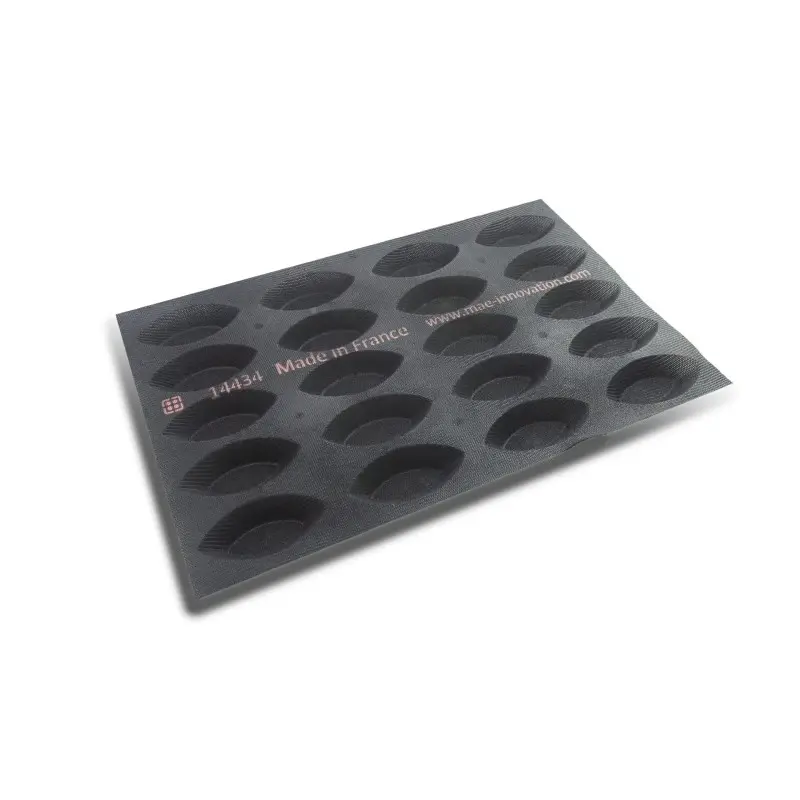 FIBERMAE Professional Instant Tart Barquette Kit Mold with Cookie Cutter - 120 mm x 60 mm x 22 mm - 78ml - 20 cavity FIBERMAE Professional Instant Tart Barquette Kit Mold with Cookie Cutter - 120 mm x 60 mm x 22 mm - 78ml - 20 cavity