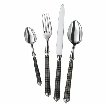 Alain Saint Joannis Quadrille Black Collection Premium Silverplated Dinner Fork - 1 Piece