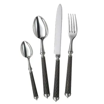 Alain Saint Joannis Cable Black Collection Premium Silverplated Salad Fork - 1 Piece