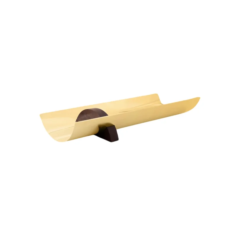 Designer Golden Plated Stainless Steel Fontana Imbuia Long Fruit Holder Designer Golden Plated Stainless Steel Fontana Imbuia Long Fruit Holder