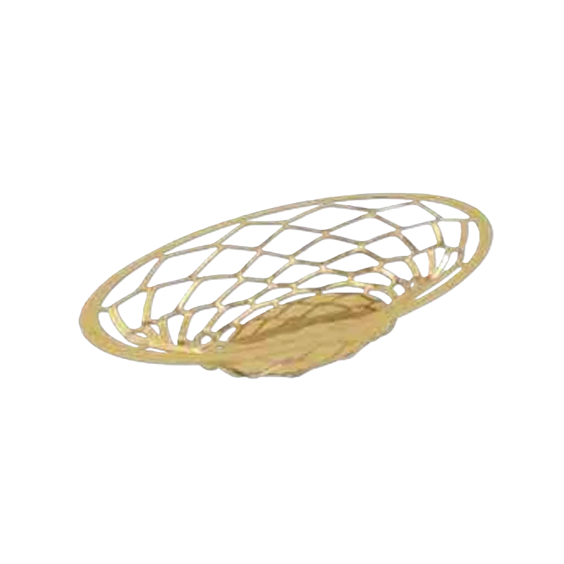 Designer Golden Plated Stainless Steel Diamante Medium Oval Bread Basket / Fruit Holder Designer Golden Plated Stainless Steel Diamante Medium Oval Bread Basket / Fruit Holder