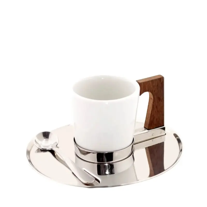 Designer Stainless Steel Jacaranda Coffee Cup with Spoon Designer Stainless Steel Jacaranda Coffee Cup with Spoon