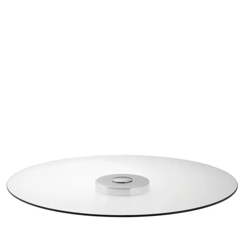 Designer Glass with Stainless Steel Palmi Rotatory Platter 77 cm