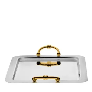 Designer Gold and Stainless Steel Ferrara Large Tray